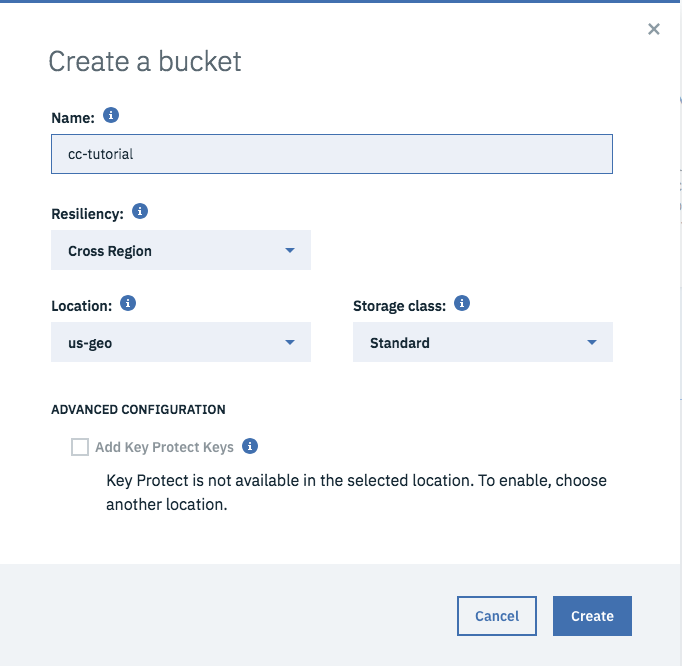 Creating an Object Storage bucket
